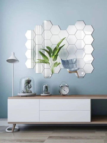 40 Pieces Hexagon Silver Color Mirror Sticker(Rs 20/Piece)