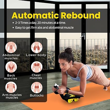 Automatic Rebound Ab Wheel with Elbow Support and Timer