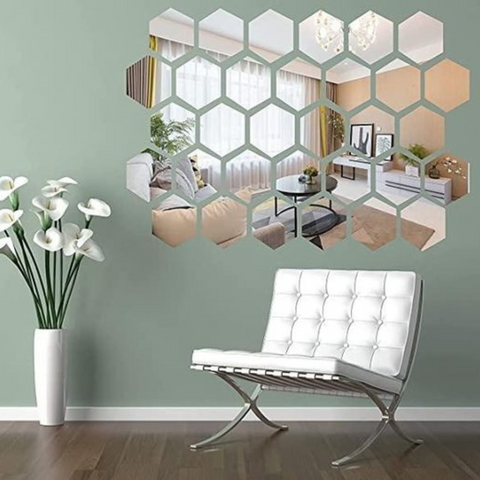 40 Pieces Hexagon Silver Color Mirror Sticker(Rs 20/Piece)