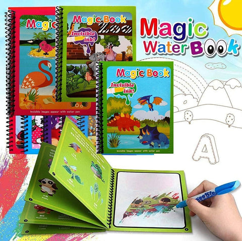 Reusable Magic Water Coloring Book 🌈🎨 (Pack of 4 Different Themed Books )