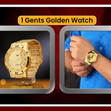 Fidato Golden Watch With Golden Chain with Free Digital Watch Combo