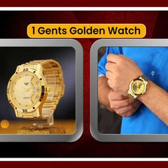 Fidato Golden Watch With Golden Chain with Free Digital Watch Combo