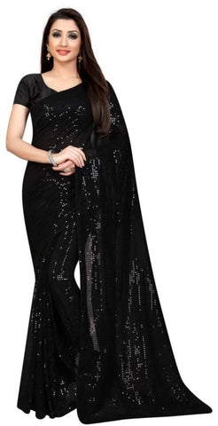 Trendy Sequins Work Satin Saree