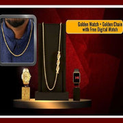 Fidato Golden Watch With Golden Chain with Free Digital Watch Combo