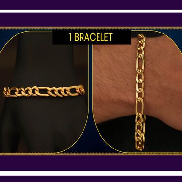 Golden Chain With Bracelet + Ring + Digital Watch Combo