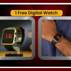 Fidato Golden Watch With Golden Chain with Free Digital Watch Combo