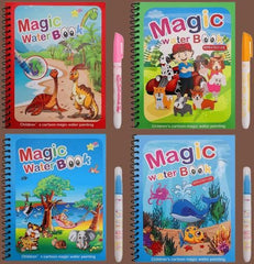 Reusable Magic Water Coloring Book 🌈🎨 (Pack of 4 Different Themed Books )